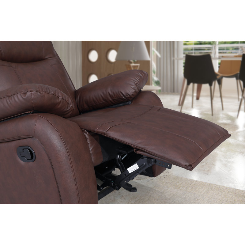 Bhuvi 70.47'' Faux Leather Reclining Loveseat, Brown Faux Leather