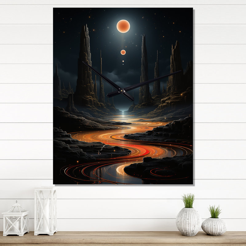 Horloge murale surdimensionnée bleue orange, Médium