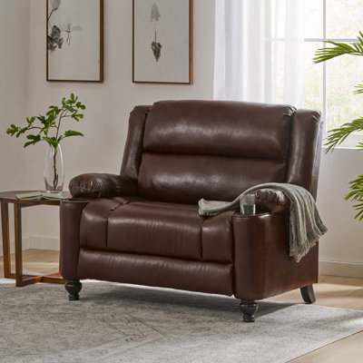 Fauteuil inclinable manuel en similicuir de 50 pouces de large pour le salon et la chambre à coucher