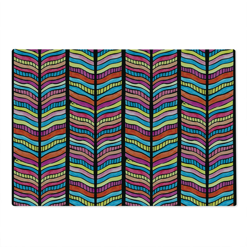 Ambesonne Abstract Cutting Board Large Size Colorful Rainbow Leaf Multicolor