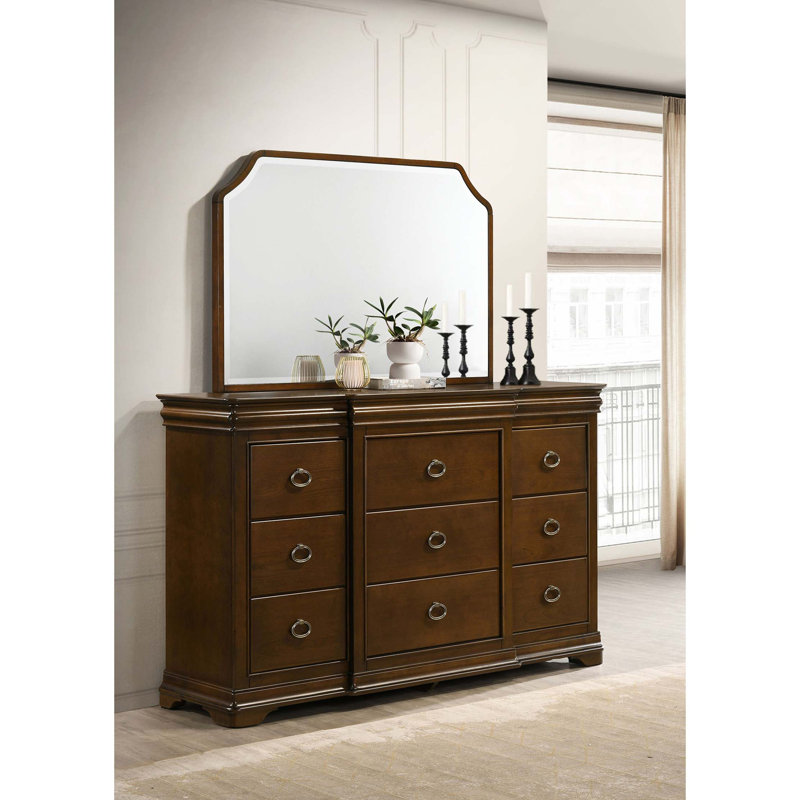 Commode 9 tiroirs avec miroir Leonide