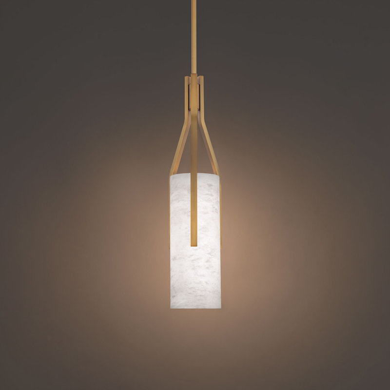 Firenze 1 - Light Single Cylinder LED Pendant, Aged Brass