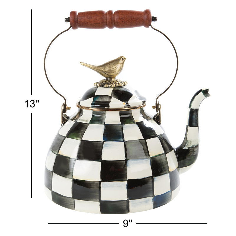 Courtly Check® 3 Quart Tea Kettle with Bird