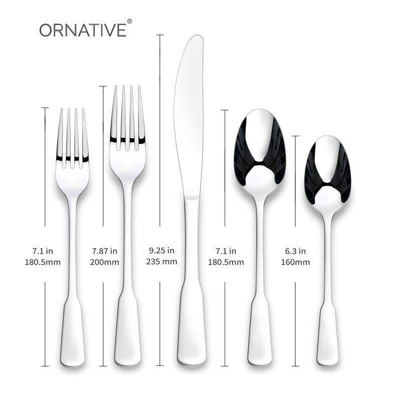 Ensemble de couverts 45 pièces en acier inoxydable satiné / miroir Yesenia 18/0