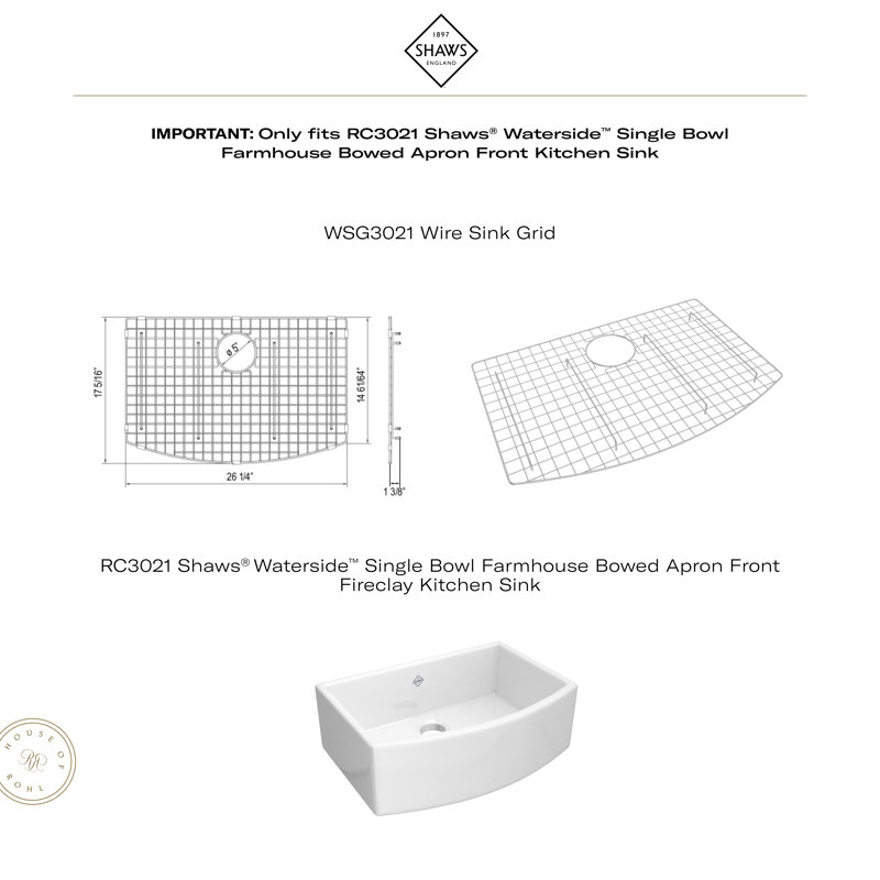 Waterside Wire Sink Grid For RC3021 Kitchen Sink, Biscuit