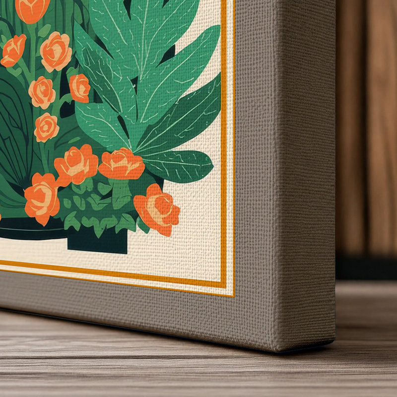 Desert Landscape Botanical - Wrapped Canvas, 36x24 - 91.4 x 61.0 cm, Taupe Border