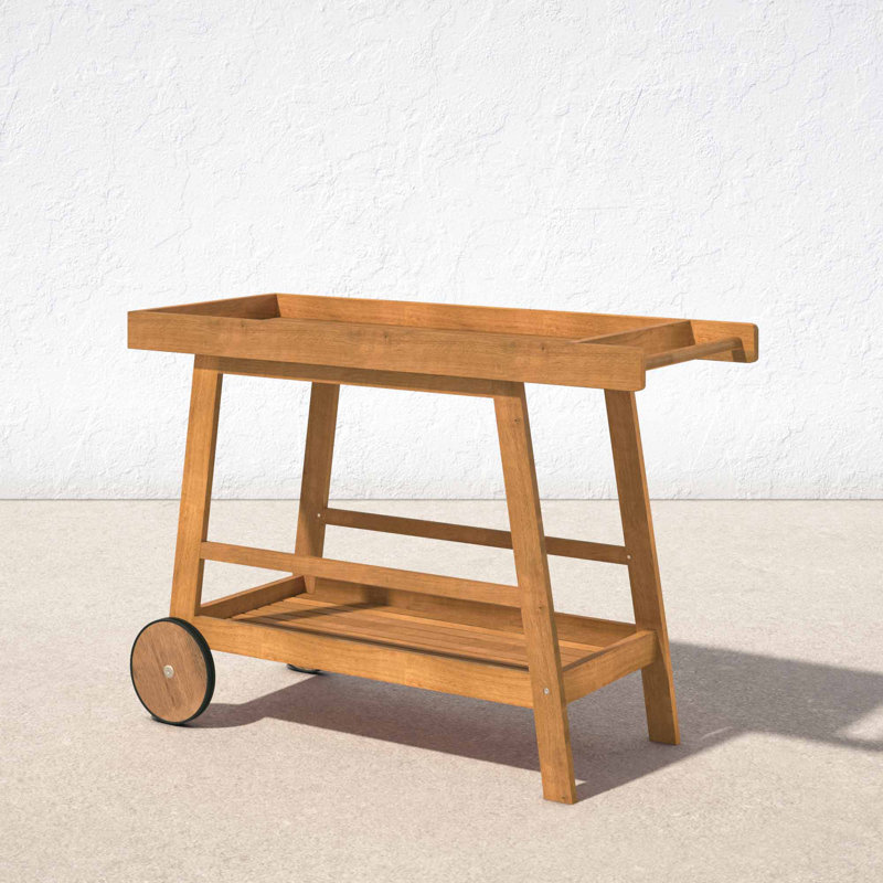 Terrace Solid Wood Bar Cart, Natural