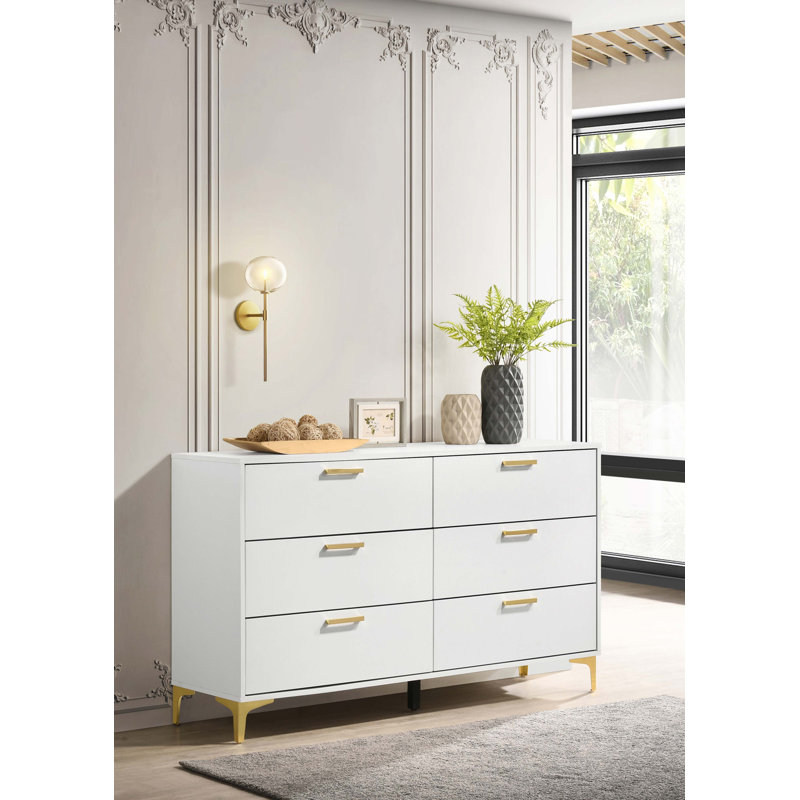 Paulk 6-drawer Dresser White, White