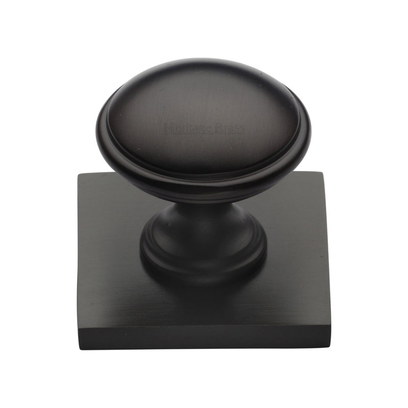 Heritage Brass Cabinet Knob Domed Design with Square Backplate