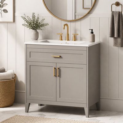 Meuble-lavabo de salle de bain de 76 cm avec tiroir basculant et organisateurs de porte