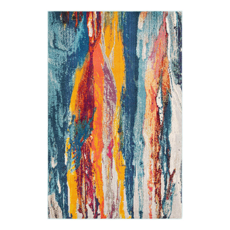 Ansela Washable Abstract Indoor Rug, Rectangle 5'3" x 8'