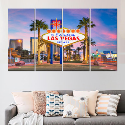 Printed Canvas: Las Vegas Glass View, Nevada Cityscape Wall Art,4P Wrapped Canvas