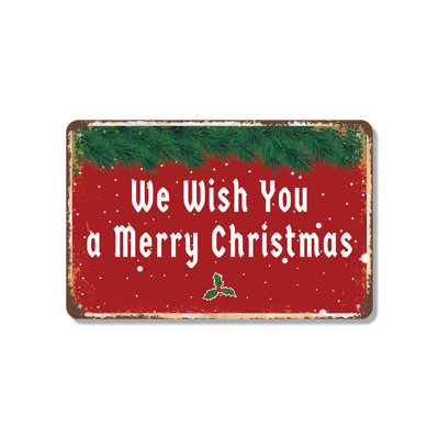We Wish You A Merry Christmas (2 Pack) 7 Inch x 10 Inch Novelty Aluminum Sign