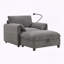 Canapé simple avec repose-pieds de rangement, support de téléphone réglable, double chargeur, poches latérales et coussins d'accoudoirs-394339194
