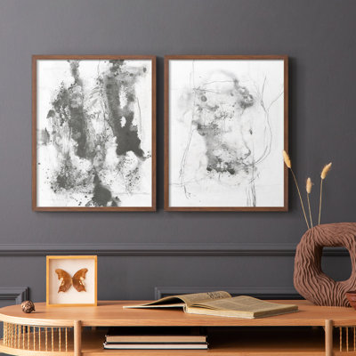 Graphite Abstract III - reproduction encadrée de qualité supérieure - prête à être accrochée - aucun clou requis - aucun clou requis