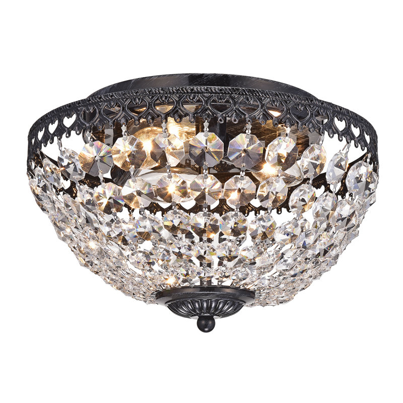 Lacayo 3 - Light 12" Luxury Flush Mount Chandelier with Crystals