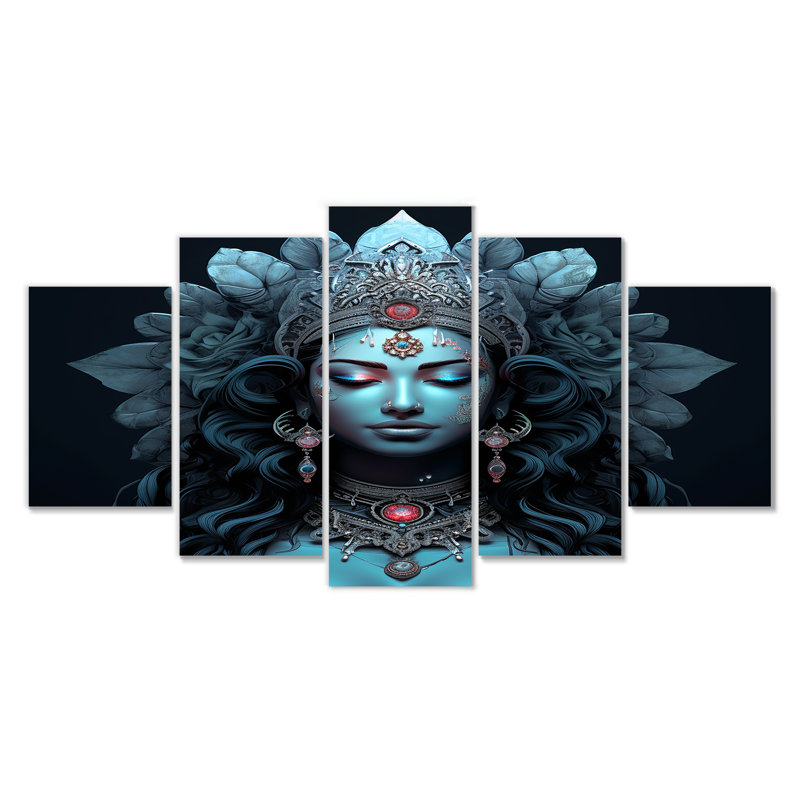 «Blue Shiva Compassion - Hinduism», ensemble d'art mural 5 pièces