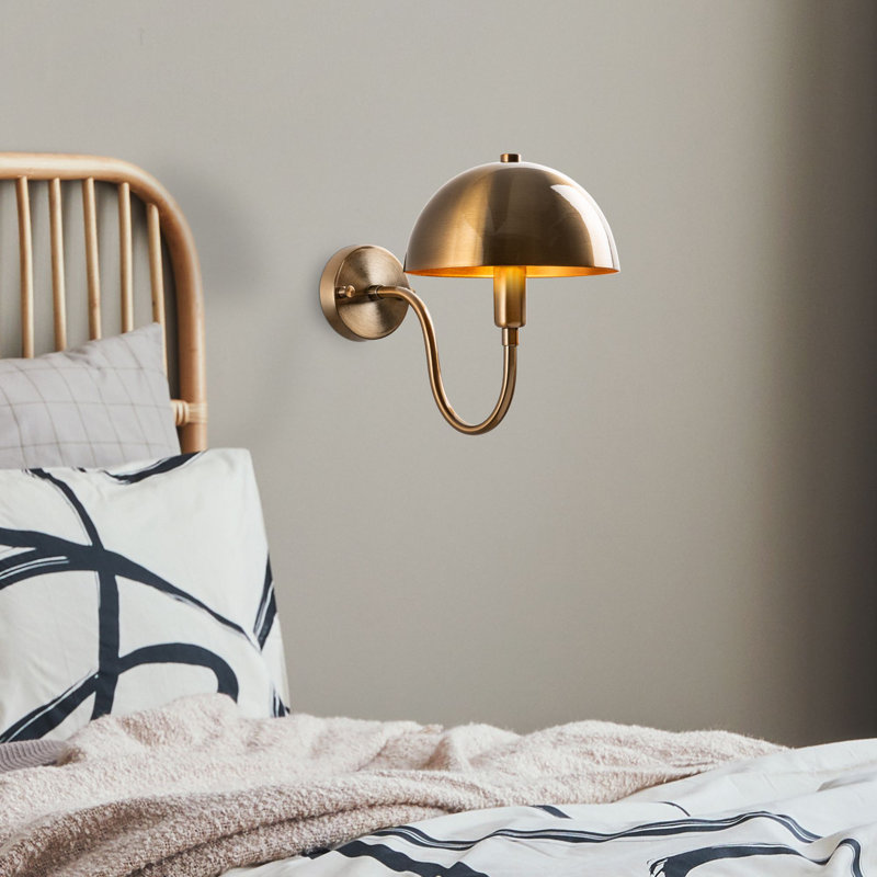 Gold Metal Wall Lamp, 7.9 x 13.8 x 10.6 inches | IP20 Rated, E14 Socket (Max 40W) | Elegant Design for Living Room, Bedroom & Hallway | Durable Metal Body & Cap | Stylish Lighting Solution for Home Decor