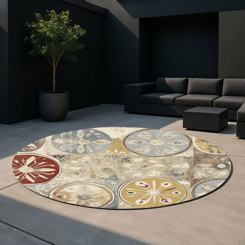Funky Spark Indoor And Outdoor Area Rug, Round 5'