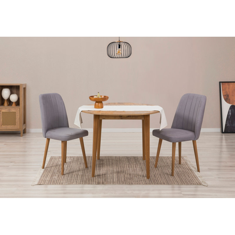 Ensemble de table et chaises de salle à manger extensible D urgu (3 pièces), Naturel / Vert