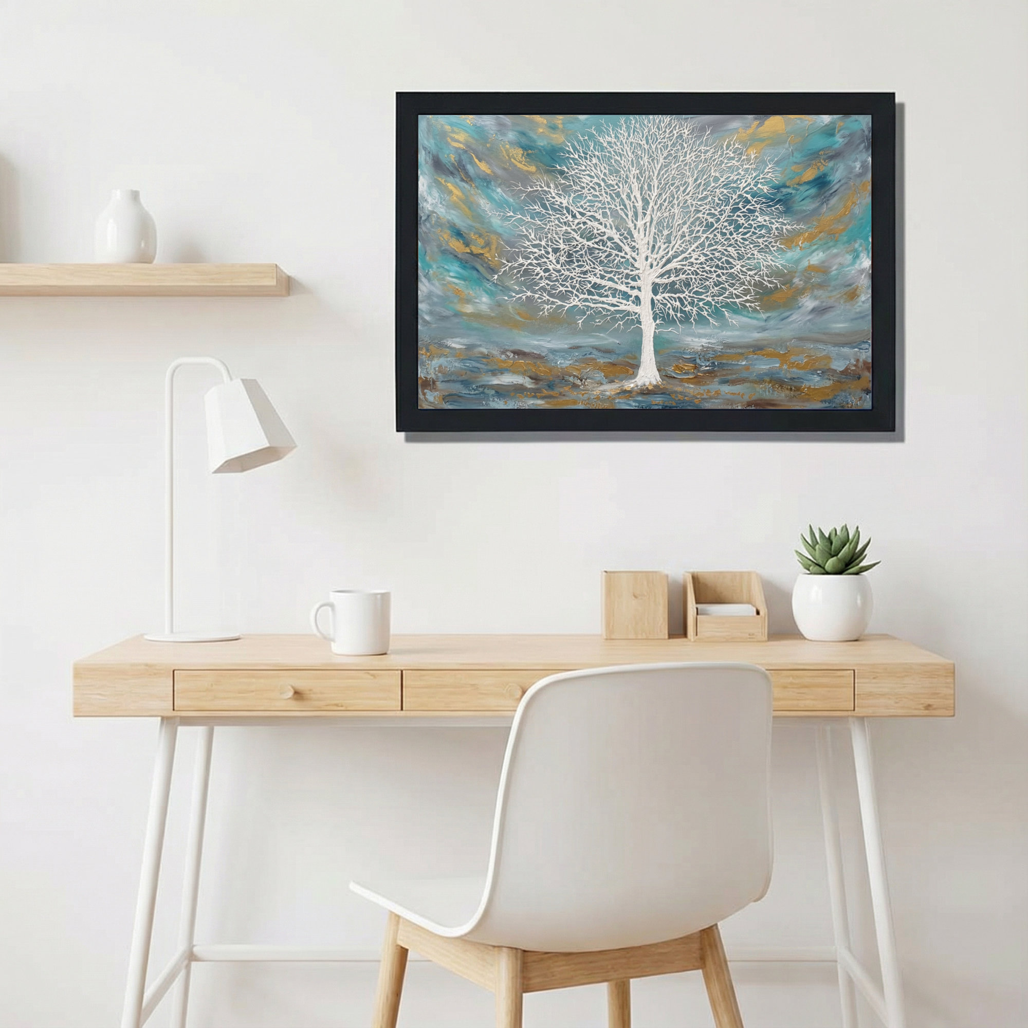 Winston Porter White Tree Abstract Landscape Canvas Wrapped Wall Art ...