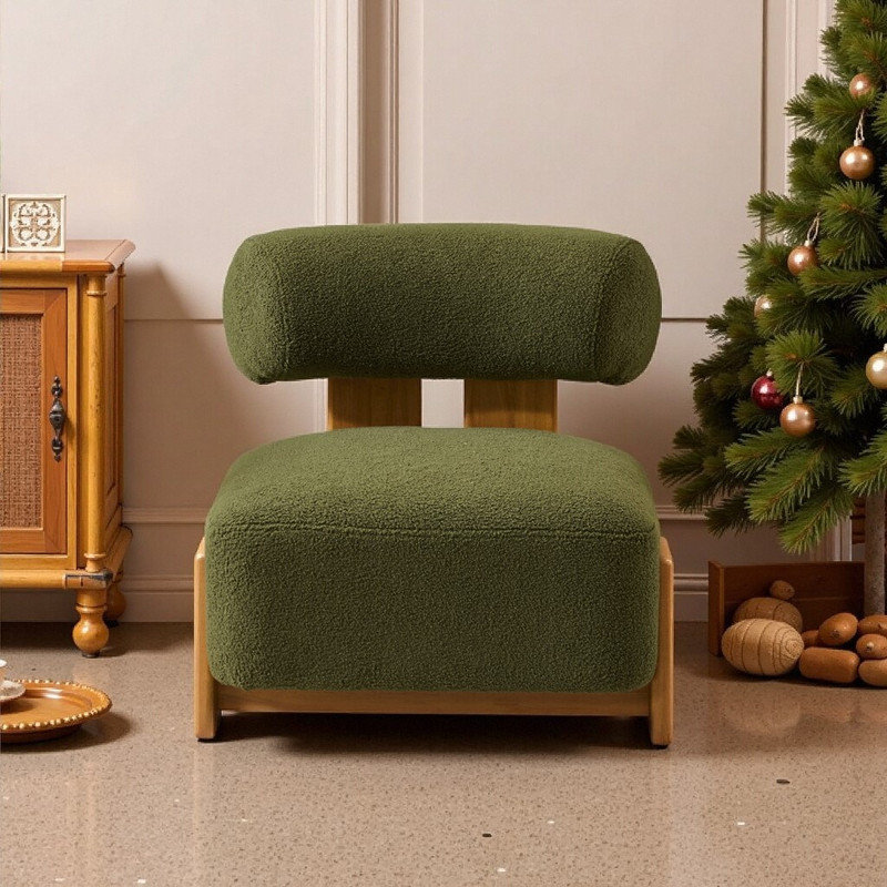 Méridienne moderne 27,25 "avec structure en bois massif et dossier roulé, Vert