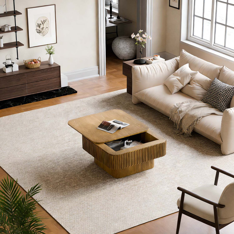 31.5'' Square Coffee Table with Hidden Storage, Brown