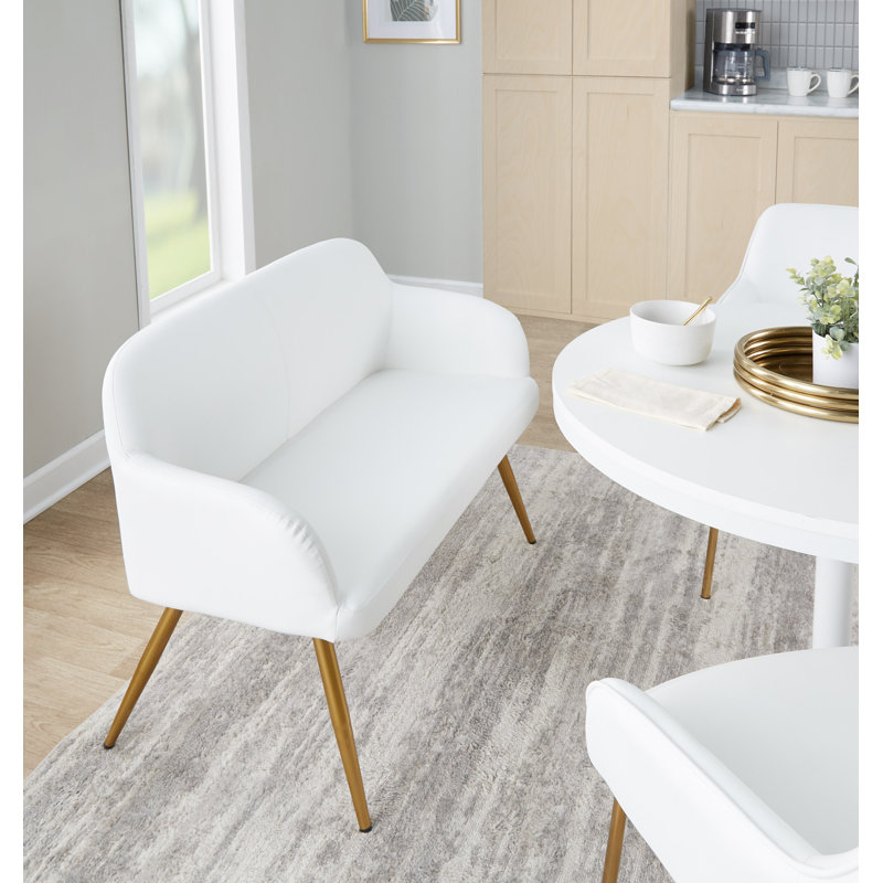 Banc en similicuir Ankney, Doré, Blanc