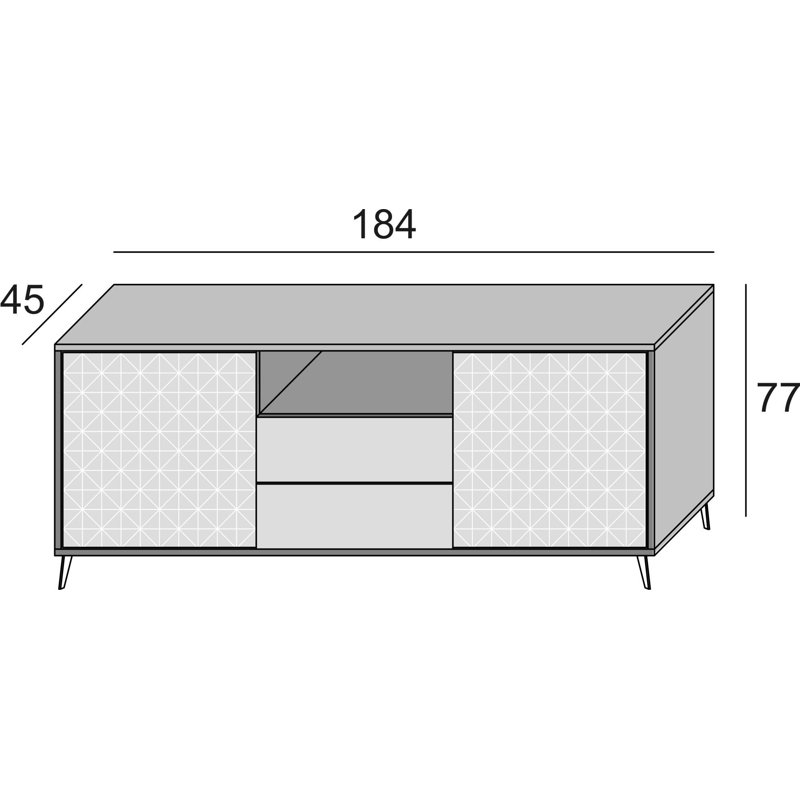 Rowena 184cm Sideboard, Grey