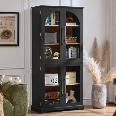 72" Curved Glass Door Bookcase