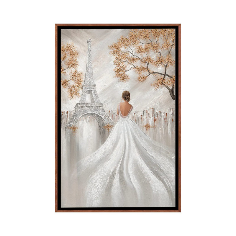 Eiffel Elegance, Paris Flair, Classic Wood Floater Framed, 26'' H x 18'' W