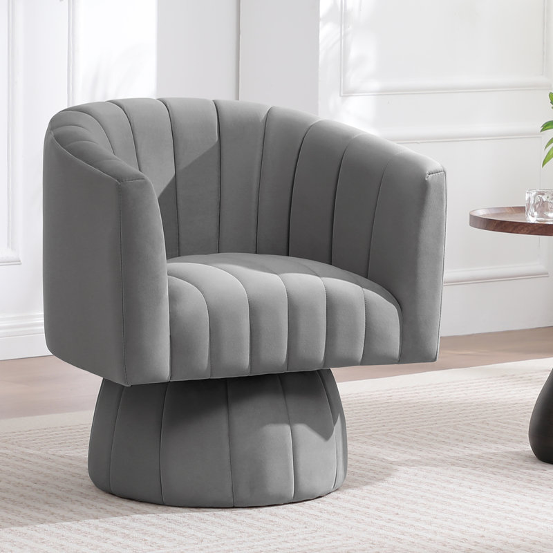 Fauteuil demi-tonneau pivotant 28 po, Velours gris velours