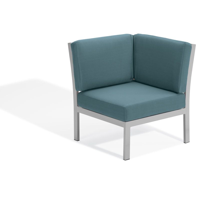 Canapé modulaire de patio avec coussins Travira, Bleu glacier