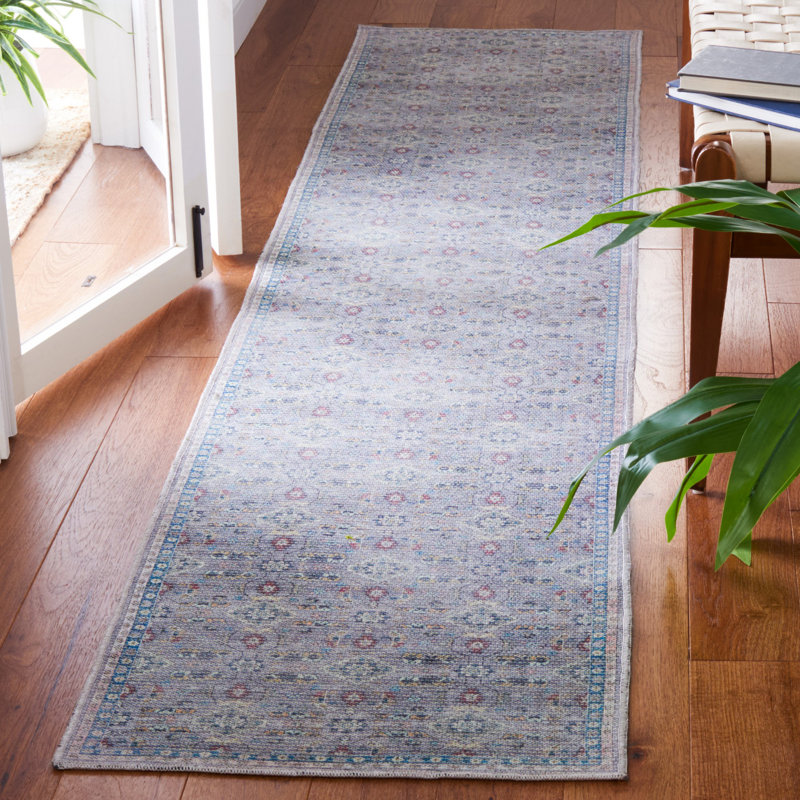 Charney Oriental Gray/Beige/Blue Area Rug, Runner 2' x 9'