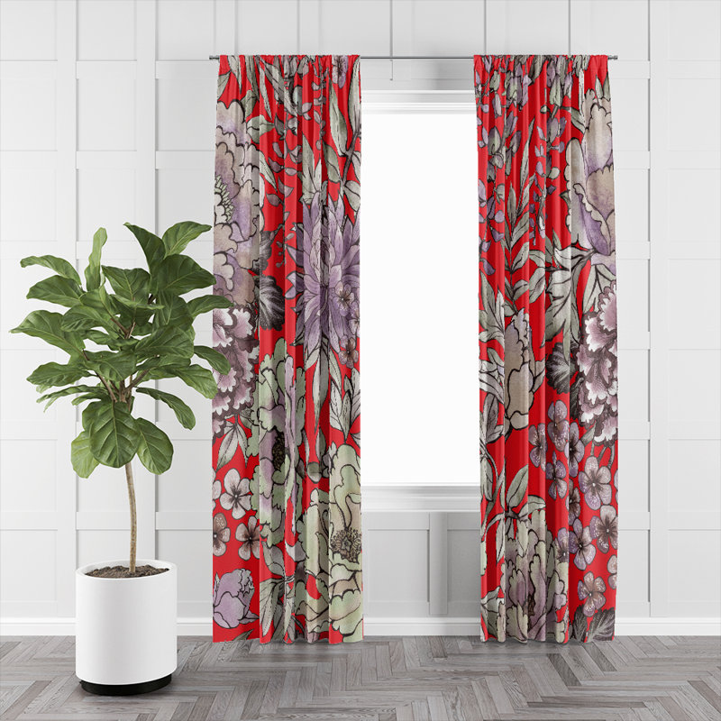 Paire de rideaux semi-transparents Contrast Floral, L 20 po x L 52 po