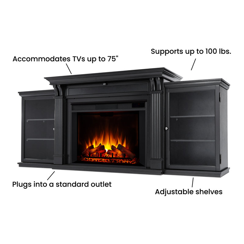 Tracey Grand 83.75'' TV Stand with Fireplace, Black