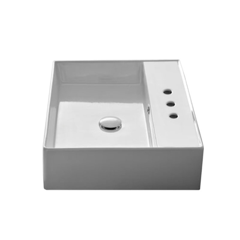 Scarabeo By Nameeks Teorema 18'' Glossy White Ceramic Rectangular Bathroom Sink, 3-Hole