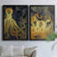 Octopus Ink Gold & Blue I - ensemble de 2 reproductions d'art sur toile encadrées-2126242690-2126242688