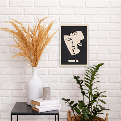 Abstrait visages d'amour abstrait, art mural moderne minimaliste