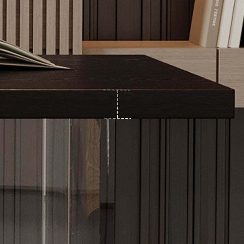 Bureau rectangulaire noir en bois massif et acrylique, H 29,53 po x l 70,87 po x P 31,5 po
