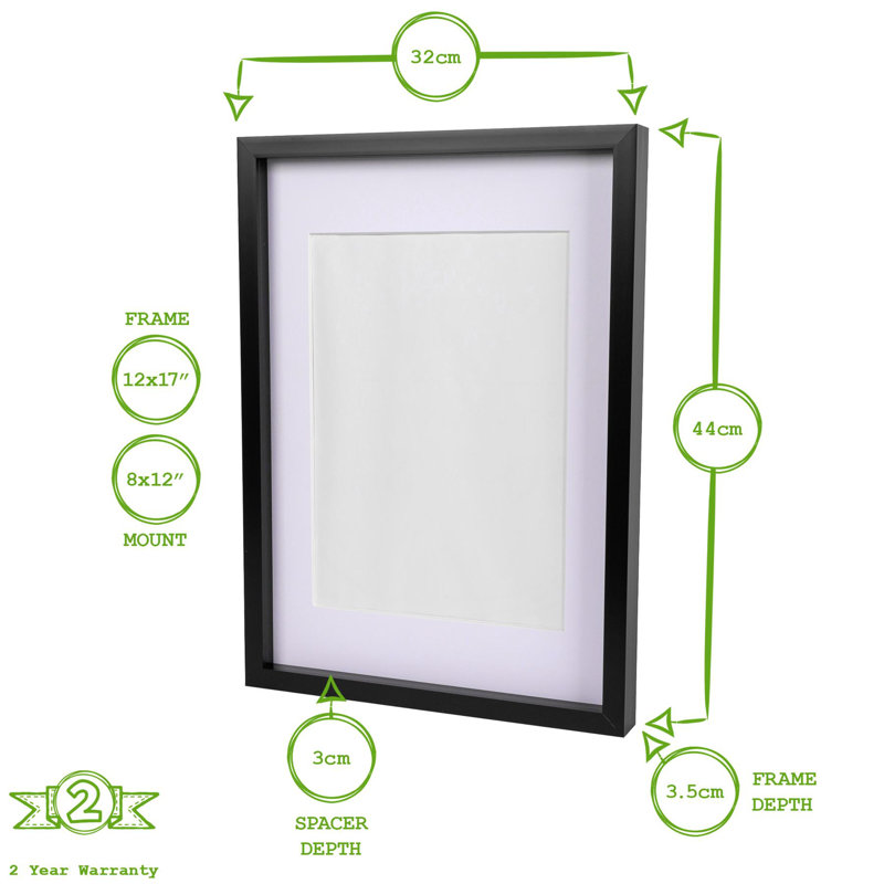 3D Box Photo Frame with A4 Mount - A3 (12" x 17"), White