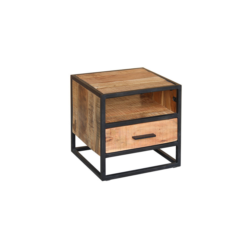 Cumby 45cm W Steel Bedside Table, Natural