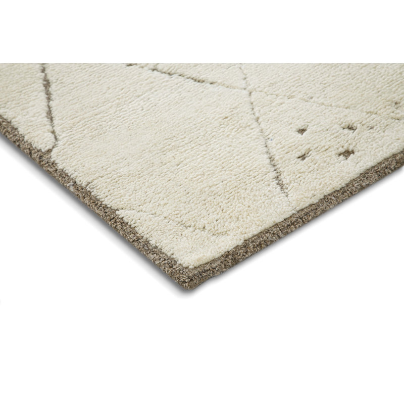 Carolan Lattice Hand Tufted Wool Area Rug in Brown/Gray, Rectangle 2' x 3'