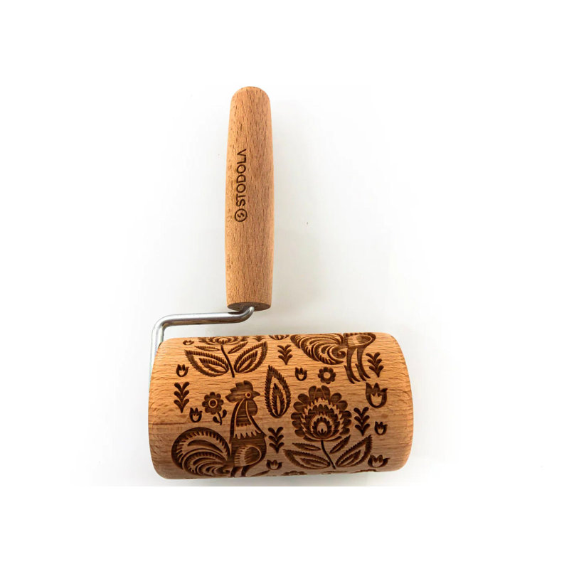 Stodola Beech Wood Embossed Rolling Pin