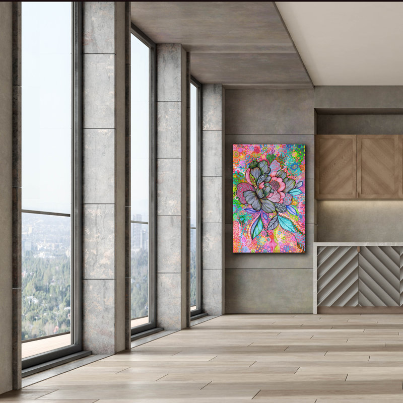 Peony2 par Noemi Ibarz, art mural sur toile, H 60 po x l 40 po x P 1,5 po