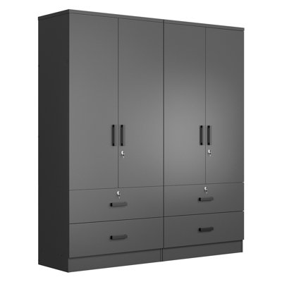 Double Wardrobe With 4 Slim Door And 4 Drawers by Latitude Run