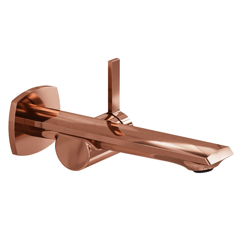 Wall Mounted Solid H59 Brass Single Handle Rose Gold Finish Bathroom Faucet, Rose Gold