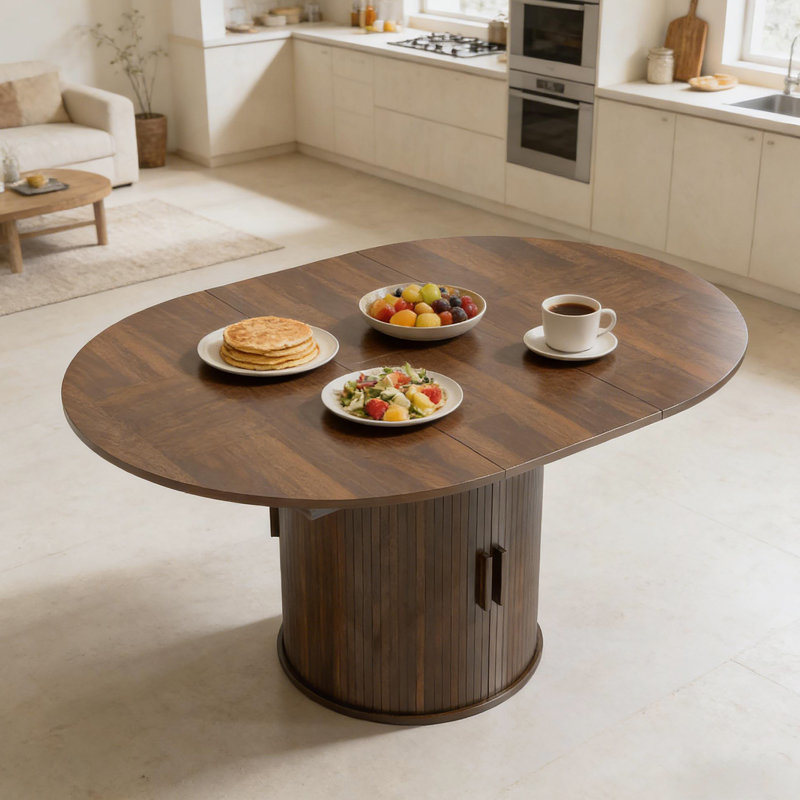 Table de vœux élégante, table de salle à manger extensible, table de bureau unique (table seulement), Noyer