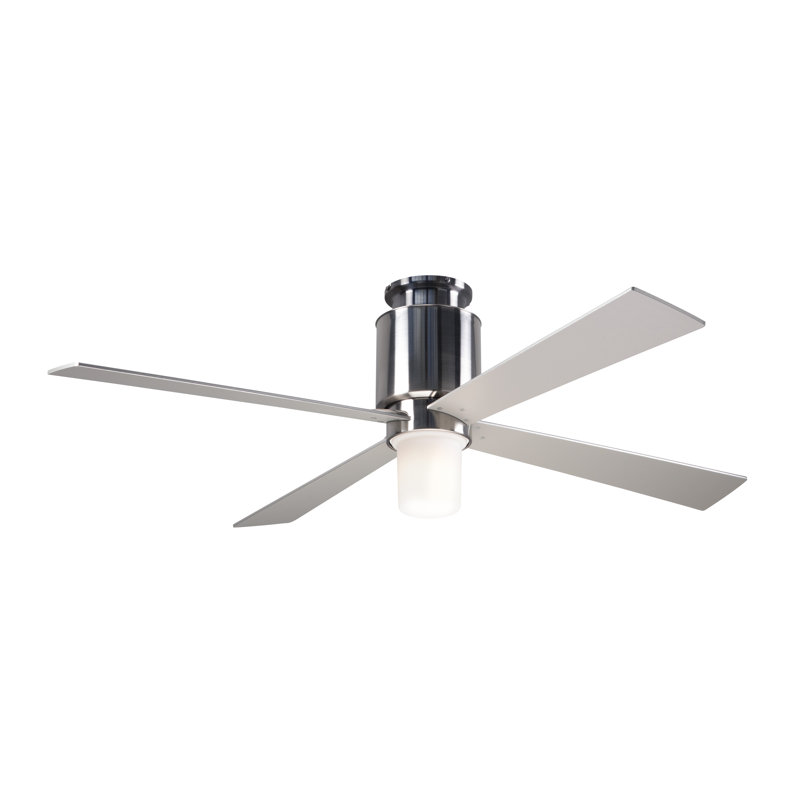 Lapa Flush Mount Ceiling Fan, Nickel, Wall Control with Remote Handset (2-wire), Bright Nickel