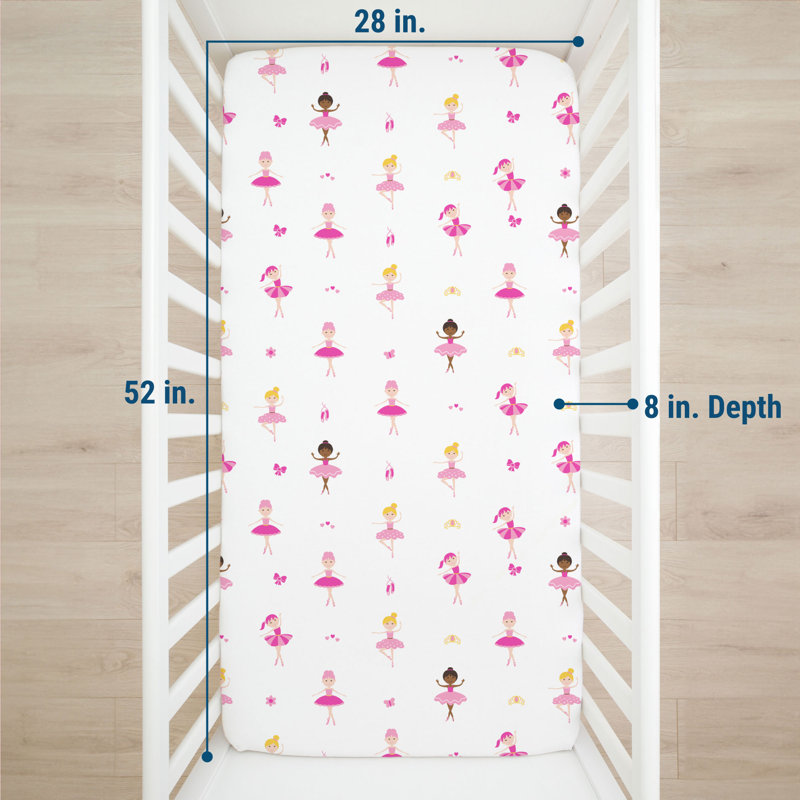 Wildkin Kids 100% Microfiber Crib Sheet – Soft, Breathable Fitted Sheet - Ballerina